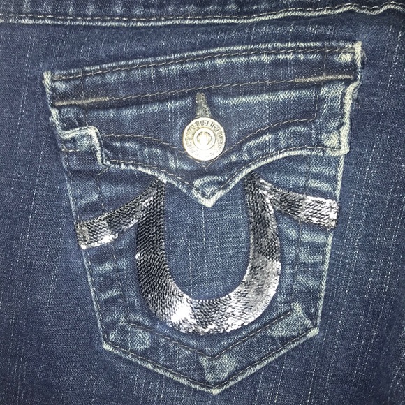 True religion dark wash boot cut jeans sequins - Picture 8 of 8